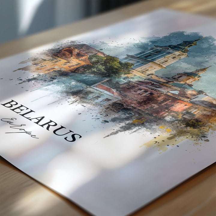 Belarus Wall Art, Belarus Print, Belarus Watercolor Art, Belarus Gift, Travel Print, Travel Poster, Housewarming Gift