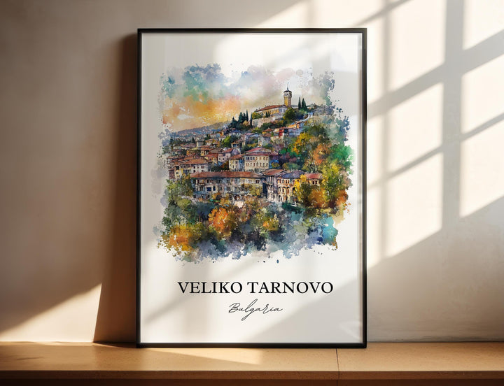 Veliko Tarnovo Wall Art, Bulgaria Print, Bulgaria Watercolor Art, Veliko Tarnovo Gift, Travel Print, Travel Poster, Housewarming Gift
