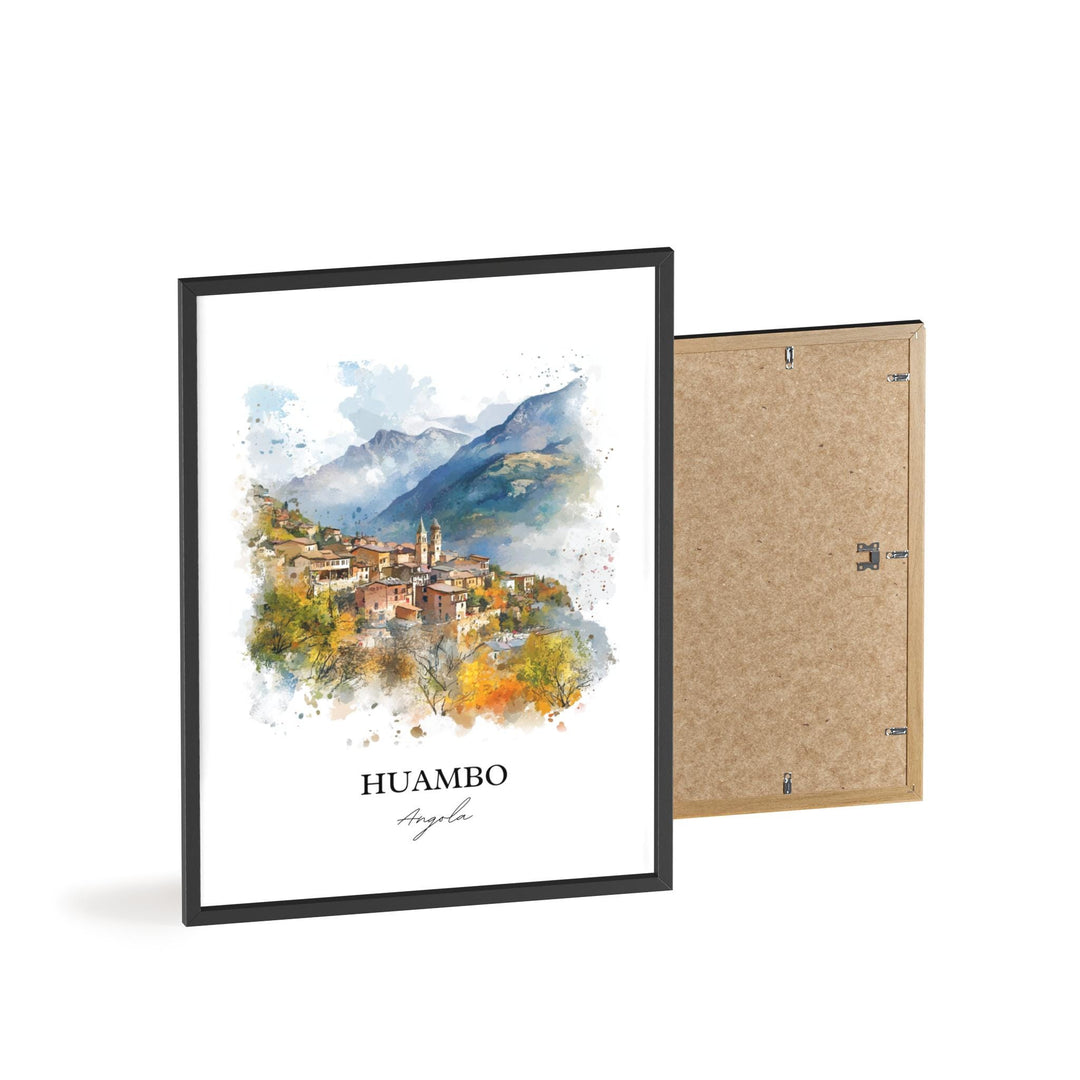 Huambo Wall Art, Angola Print, Angola Watercolor Art, Huambo Gift, Travel Print, Travel Poster, Housewarming Gift