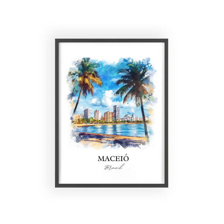 Maceió Wall Art, Brazil Print, Brazil Watercolor Art, Maceió Brazil Gift, Travel Print, Travel Poster, Housewarming Gift