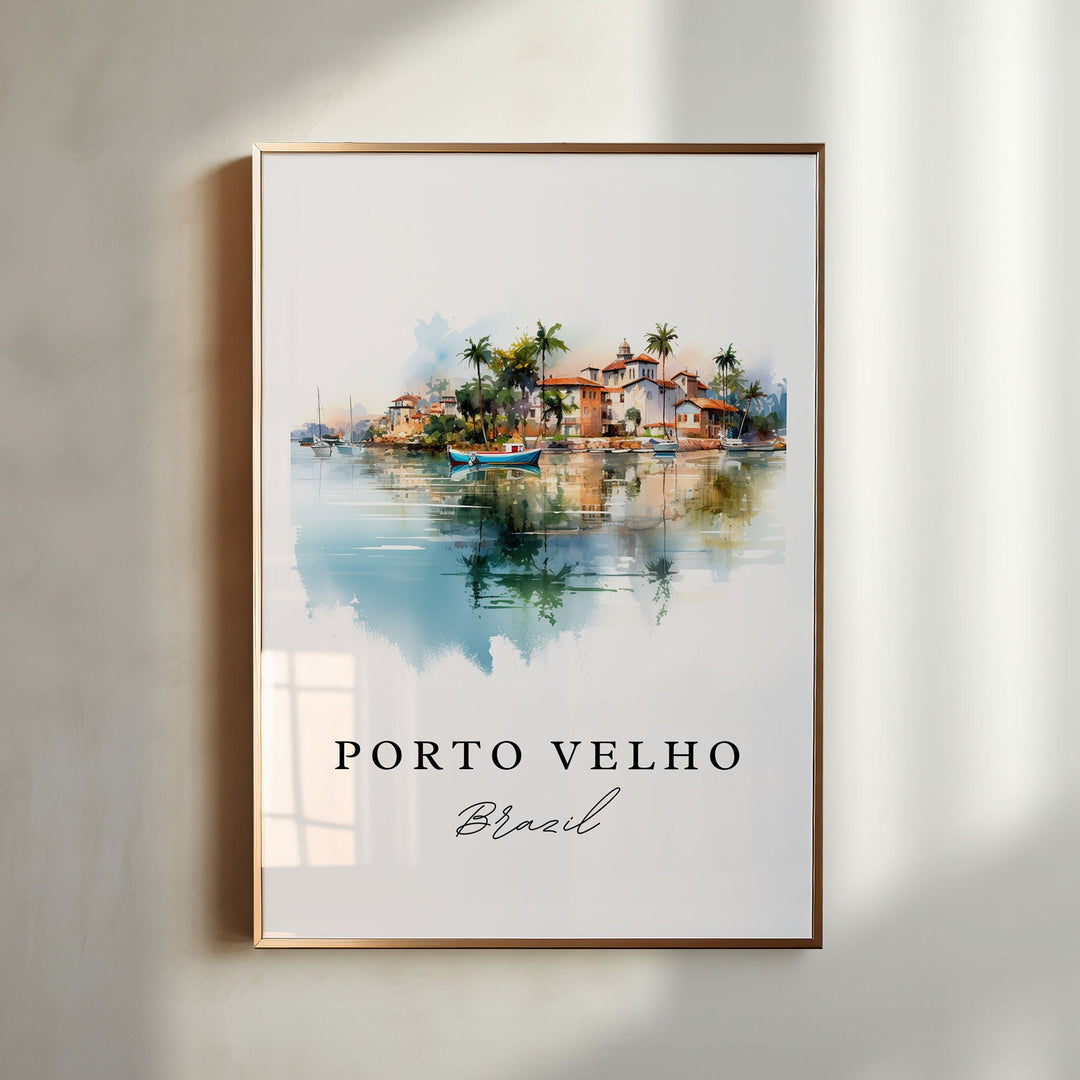 Port Velho wall art - Brazil, Port Velho poster print, Port Velho Wedding gift, Port Velho Brazil present, Custom Text, Perfect Gift