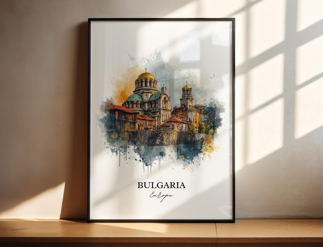 Bulgaria Wall Art, Bulgaria Print, Bulgaria Watercolor Art, Bulgaria Country Gift, Travel Print, Travel Poster, Housewarming Gift