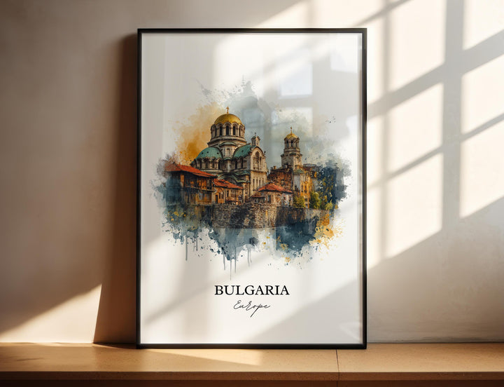Bulgaria Wall Art, Bulgaria Print, Bulgaria Watercolor Art, Bulgaria Country Gift, Travel Print, Travel Poster, Housewarming Gift