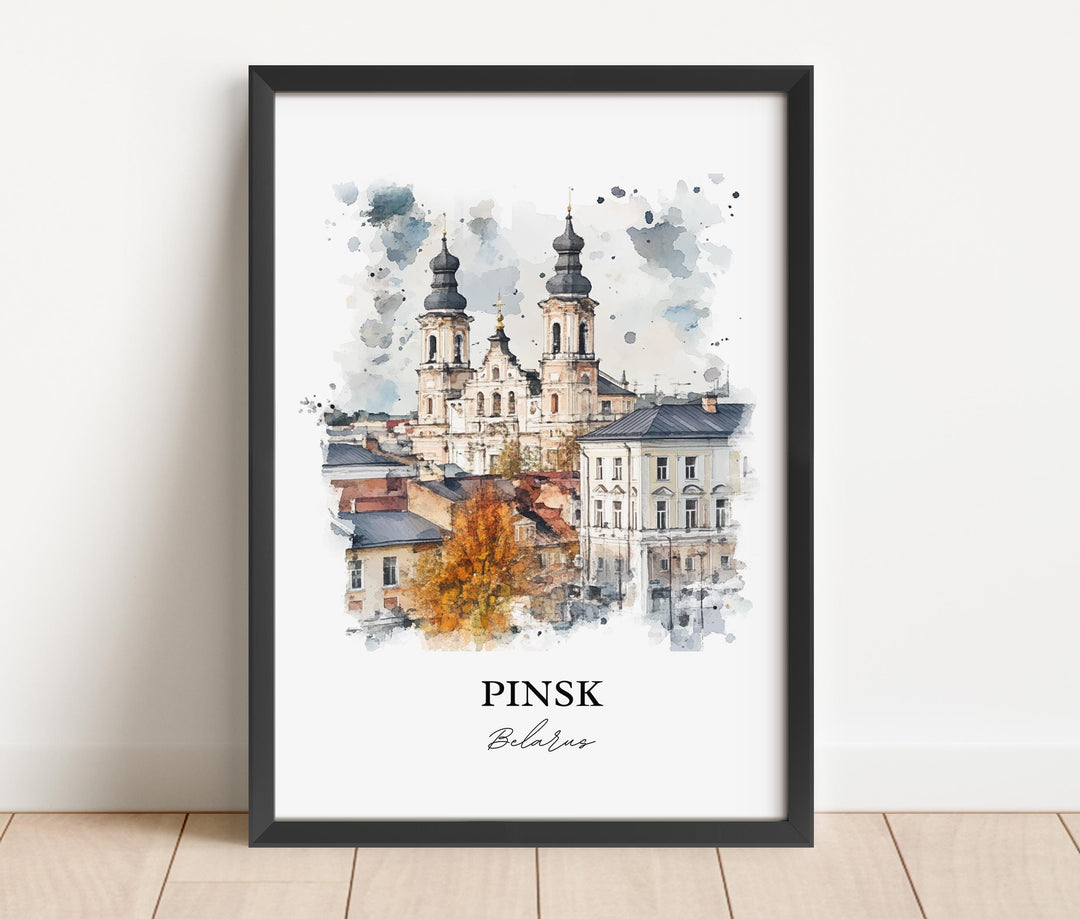 Pinsk Belarus Wall Art, Brest Region Print, Belarus Watercolor Art, Pinsk Belarus Gift, Travel Print, Travel Poster, Housewarming Gift