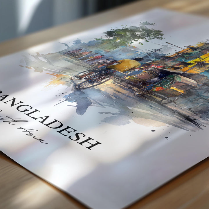 Bangladesh Wall Art, Bangladesh Print, Bangladesh Watercolor Art, Bangladesh Gift, Travel Print, Travel Poster, Housewarming Gift