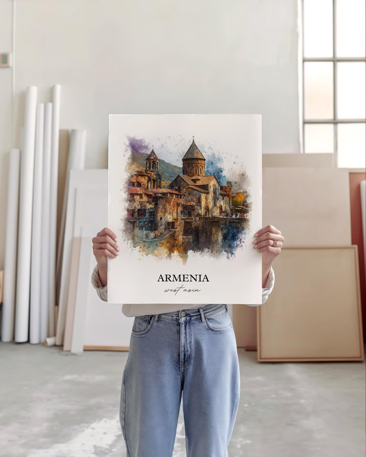 Armenia Wall Art, Armenia Print, Armenia Watercolor Art, Armenia Gift, Travel Print, Travel Poster, Housewarming Gift