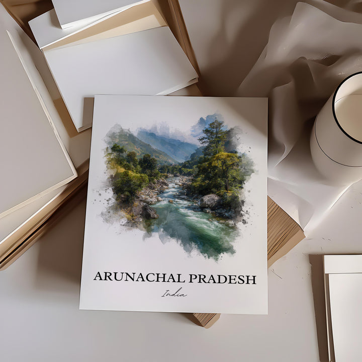 Arunachal Pradesh Wall Art, India Print, India Watercolor Art, Arunachal Pradesh Gift, India Travel Print, Travel Poster, Housewarming Gift