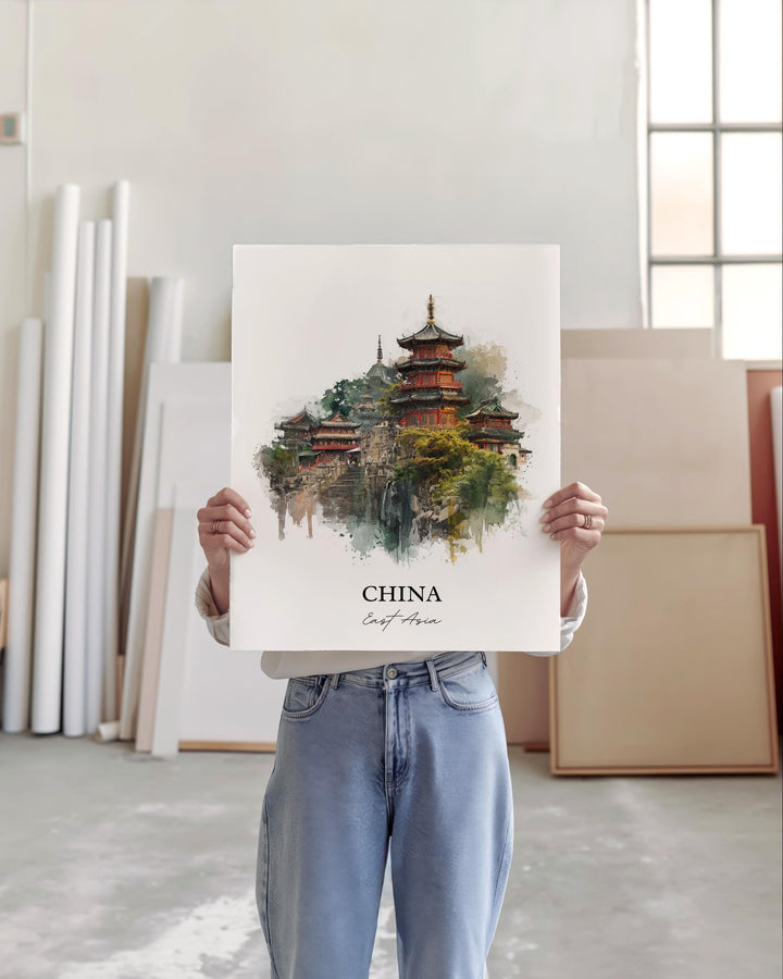 China Wall Art, China Print, China Watercolor Art, China Country Gift, Travel Print, Travel Poster, Housewarming Gift