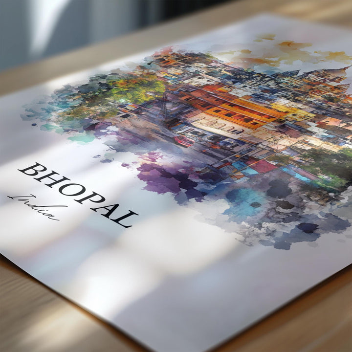Bhopal Wall Art, Madhya Pradesh Print, India Watercolor Art, Bhopal India Gift, Travel Print, Travel Poster, Housewarming Gift