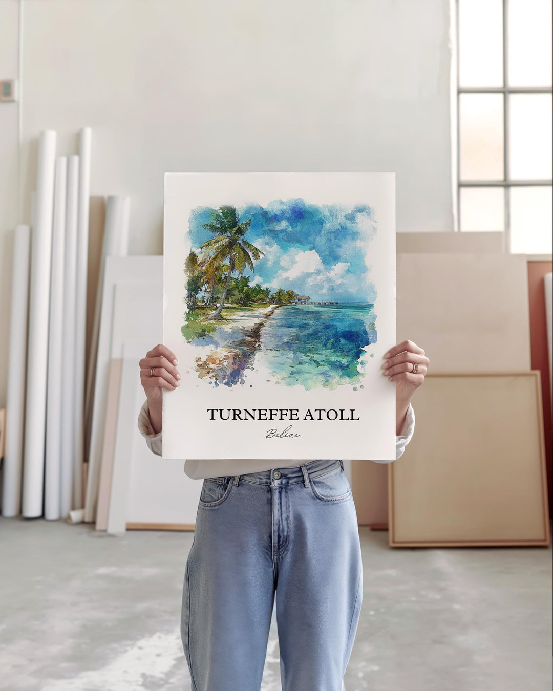 Turneffe Atoll Wall Art, Belize Print, Belize Watercolor Art, Turneffe Atoll Gift, Travel Print, Travel Poster, Housewarming Gift
