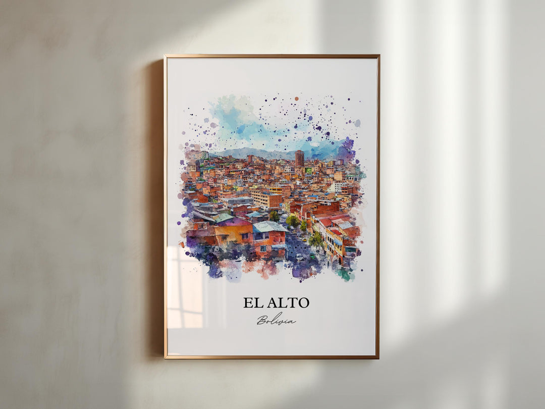 El Alto Bolivia Wall Art, La Paz Print, Bolivia Watercolor Art, El Alto Bolivia Gift, Travel Print, Travel Poster, Housewarming Gift
