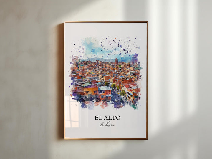 El Alto Bolivia Wall Art, La Paz Print, Bolivia Watercolor Art, El Alto Bolivia Gift, Travel Print, Travel Poster, Housewarming Gift