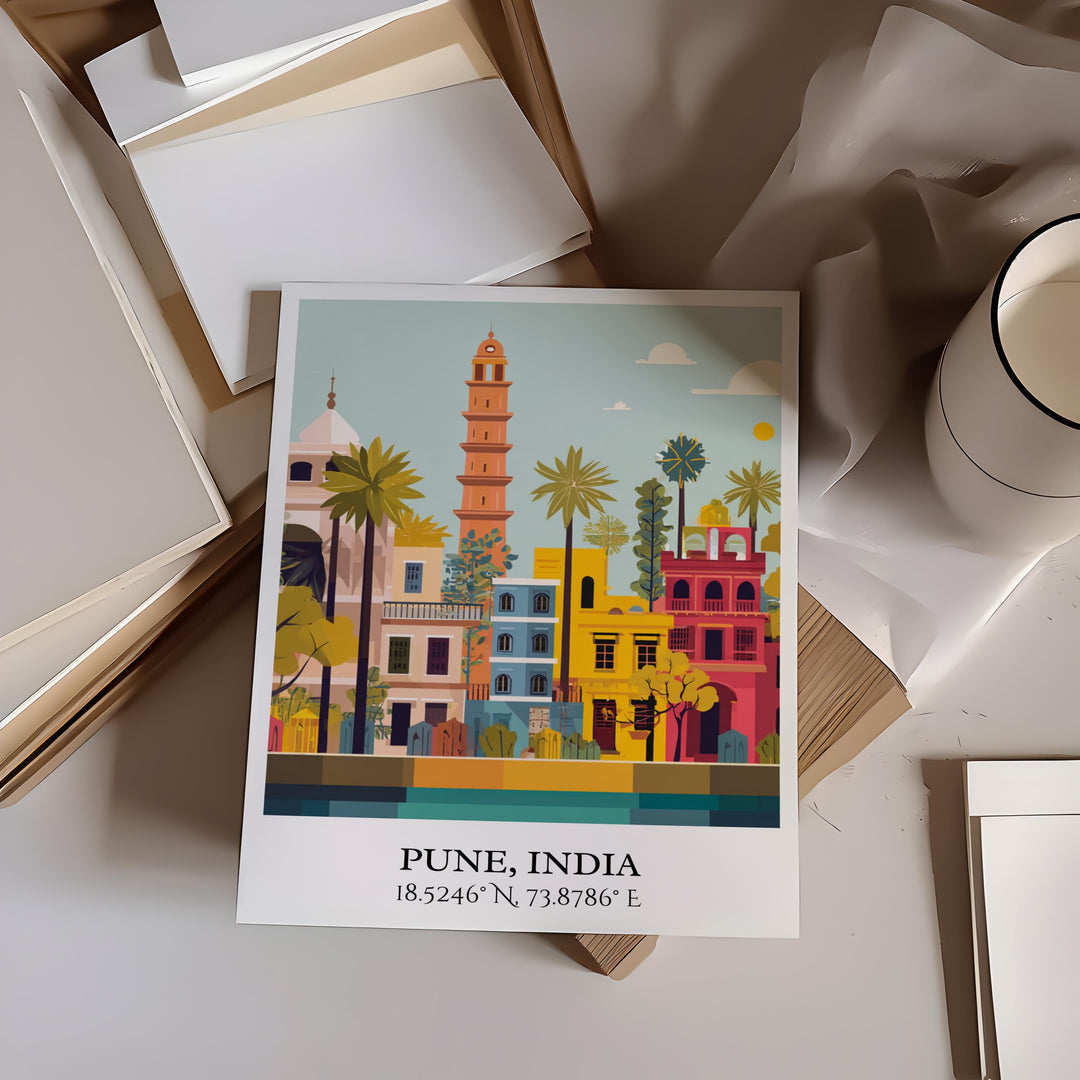 Pune India Art, Pune Retro Travel Art, Pune India Home Decor, India Gift, India Travel Art, Travel Prints, Housewarming Gift