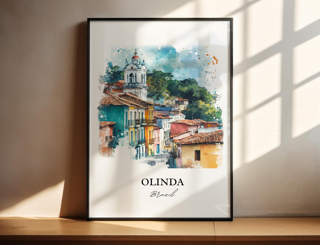 Olinda Brazil Wall Art, Recife Print, Brazil Watercolor Art, Olinda Brazil Gift, Travel Print, Travel Poster, Housewarming Gift