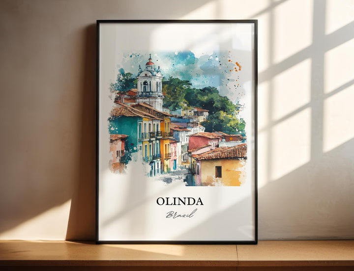 Olinda Brazil Wall Art, Recife Print, Brazil Watercolor Art, Olinda Brazil Gift, Travel Print, Travel Poster, Housewarming Gift