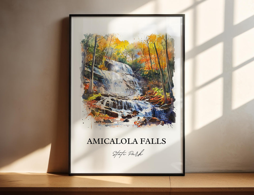 Amicalola Falls Wall Art, Dawson County Print, Georgia Watercolor Art, Amicalola Falls Gift, Travel Print, Travel Poster, Housewarming Gift