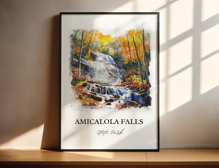 Amicalola Falls Wall Art, Dawson County Print, Georgia Watercolor Art, Amicalola Falls Gift, Travel Print, Travel Poster, Housewarming Gift