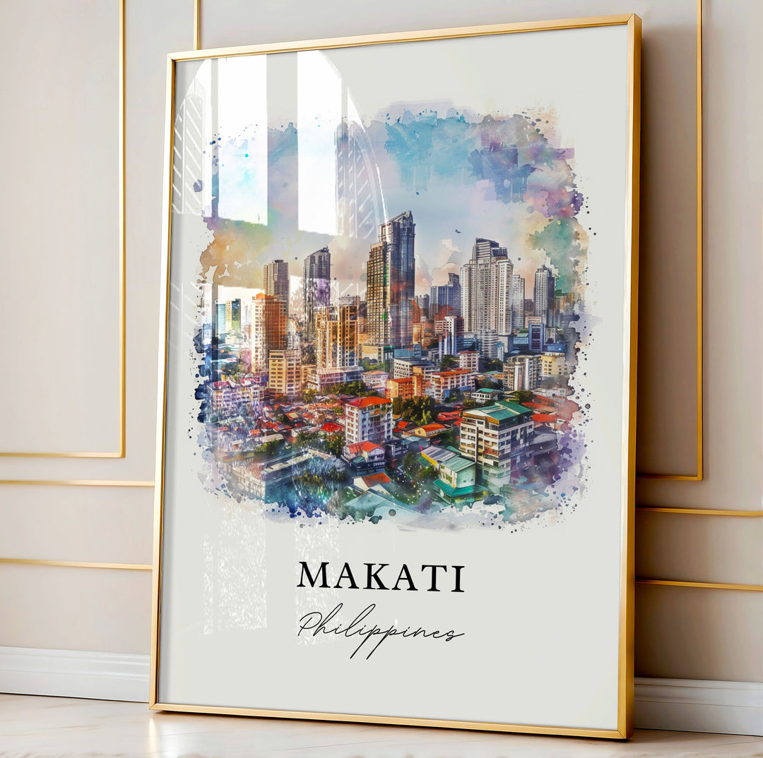 Makati Wall Art, Makati Philippines Print, Makati Watercolor, Makati Philippines Gift, Travel Poster, Housewarming Gift