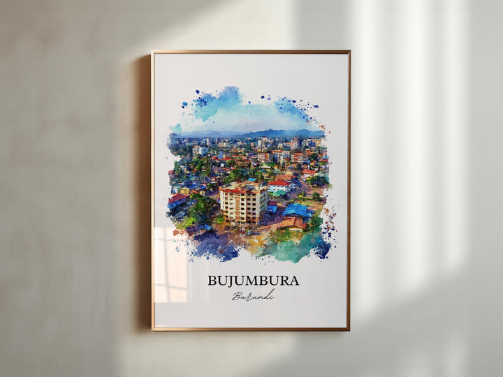 Bujumbura Wall Art, Burundi Print, Burundi Watercolor aRT, Bujumbura Gift, Travel Print, Travel Poster, Housewarming Gift