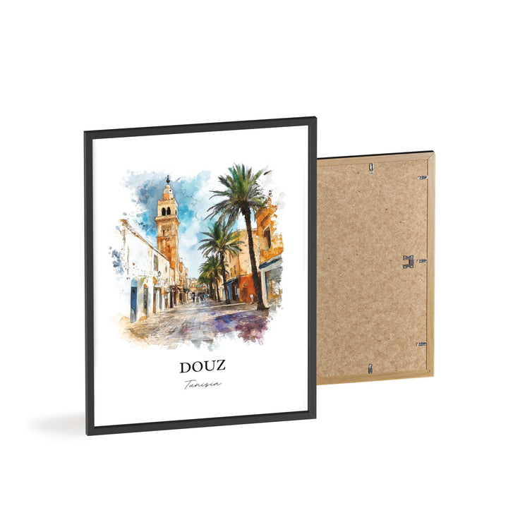 Douz Tunisia Wall Art, Sahara Desert Print, Tunisia Watercolor Art, Douz Tunisia Gift, Travel Print, Travel Poster, Housewarming Gift