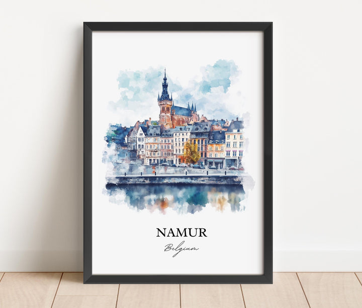 Namur Wall Art, Wallonia Region Print, Belgium Watercolor Art, Namur Belgium Gift, Travel Print, Travel Poster, Housewarming Gift