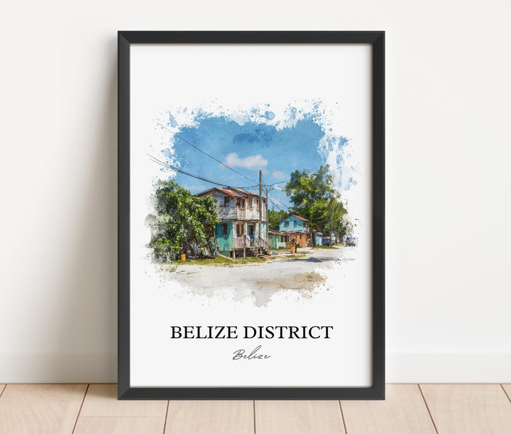 Belize Wall Art, Belize District Print, Belize Watercolor Art, Belize Gift, Belize Travel Print, Travel Poster, Housewarming Gift