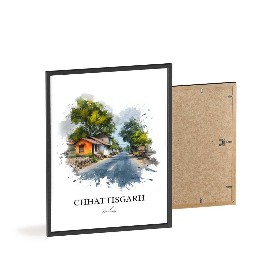 Chhattisgarh India Wall Art, Chhattisgarh Print, Chhattisgarh Watercolor, Chhattisgarh Gift, Travel Print, Travel Poster, Housewarming Gift