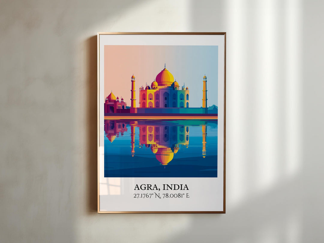 Agra India Art, Agra Retro Travel Art, Agra India Home Decor, India Gift, India Travel Art, Travel Prints, Housewarming Gift