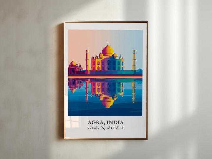 Agra India Art, Agra Retro Travel Art, Agra India Home Decor, India Gift, India Travel Art, Travel Prints, Housewarming Gift