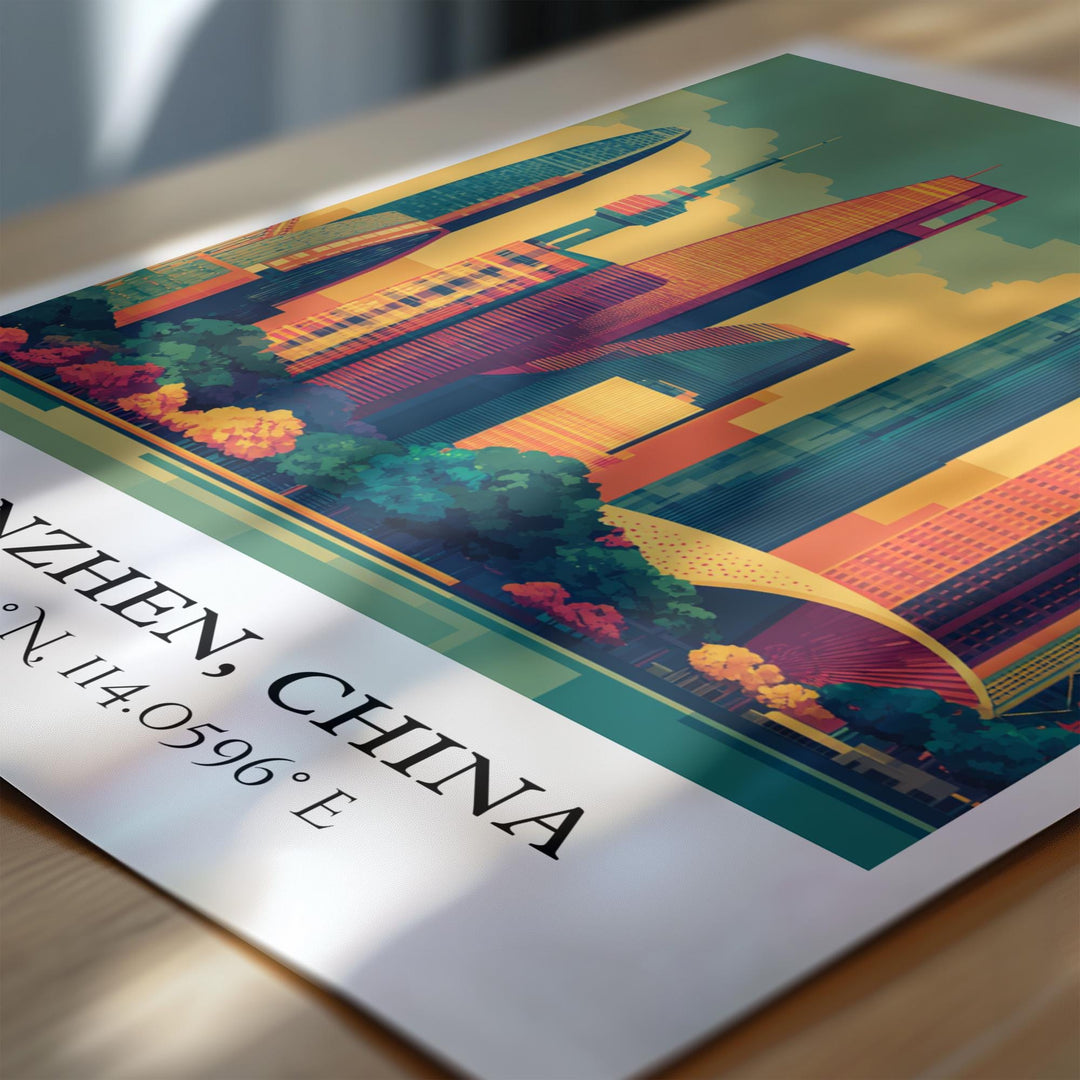 Shenzhen Art, Shenzhen Retro Travel Art, Shenzhen China Home Decor, Shenzhen Gift, China Travel Art, Travel Prints, Housewarming Gift