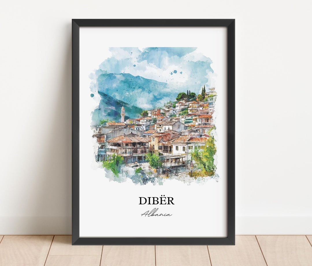 Dibër Albania Wall Art, Peshkopi Print, Albania Watercolor Art, Dibër Gift, Travel Print, Travel Poster, Housewarming Gift