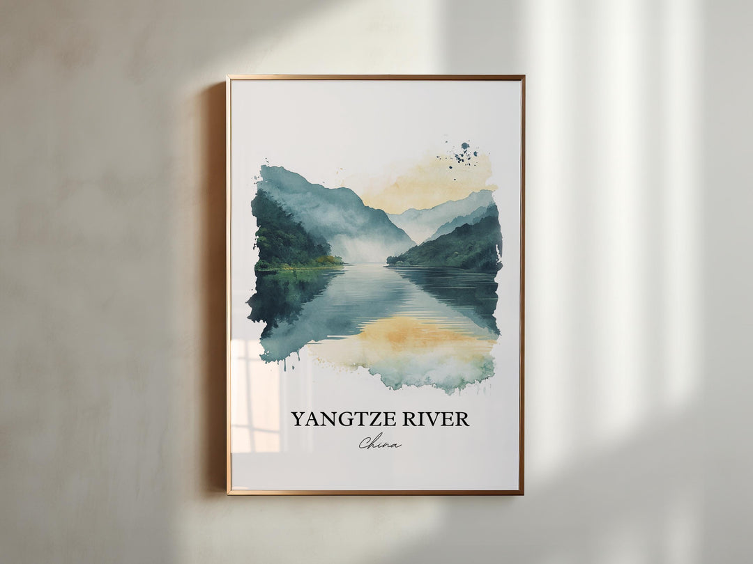Yangtze River Wall Art, Yangtze River Print, China Watercolor Art, Yangtze River Gift, Travel Print, Travel Poster, Housewarming Gift