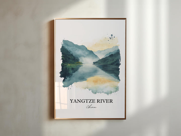 Yangtze River Wall Art, Yangtze River Print, China Watercolor Art, Yangtze River Gift, Travel Print, Travel Poster, Housewarming Gift