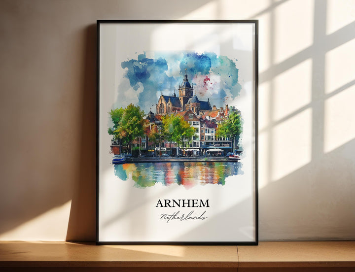 Arnhem Wall Art, Gelderland Province Print, Netherlands Watercolor Art, Arnhem Gift, Travel Print, Travel Poster, Housewarming Gift