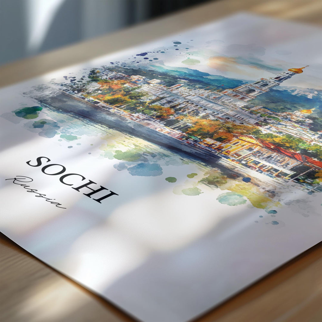 Sochi Russia Wall Art, Sochi Print, Russia Watercolor Art, Sochi Russia Gift, Travel Print, Travel Poster, Housewarming Gift