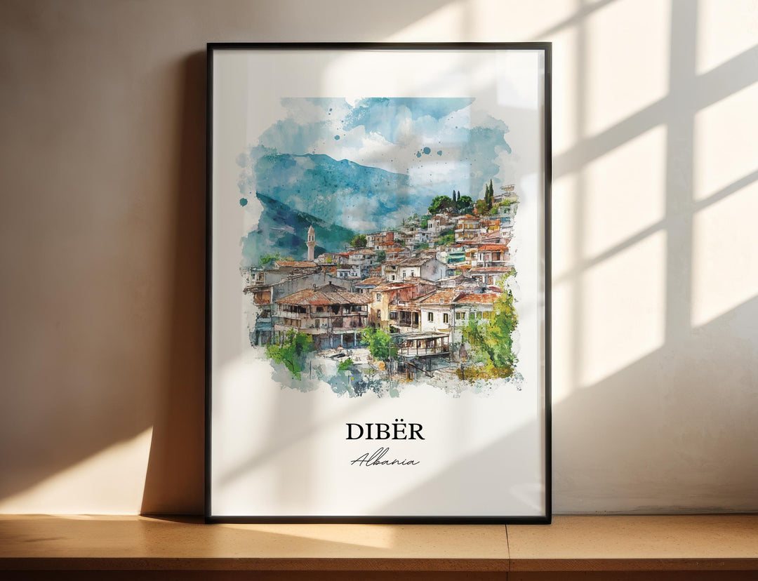 Dibër Albania Wall Art, Peshkopi Print, Albania Watercolor Art, Dibër Gift, Travel Print, Travel Poster, Housewarming Gift