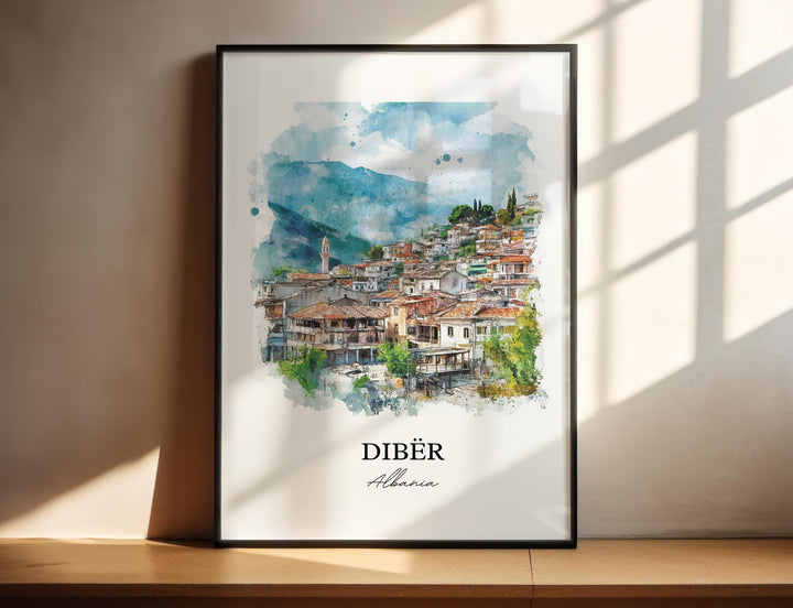 Dibër Albania Wall Art, Peshkopi Print, Albania Watercolor Art, Dibër Gift, Travel Print, Travel Poster, Housewarming Gift