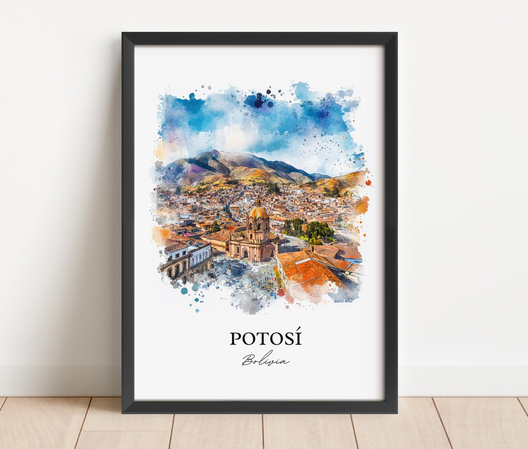 Potosí Bolivia Wall Art, Potosí Print, Bolivia Watercolor Art, Potosí Bolivia Gift, Travel Print, Travel Poster, Housewarming Gift