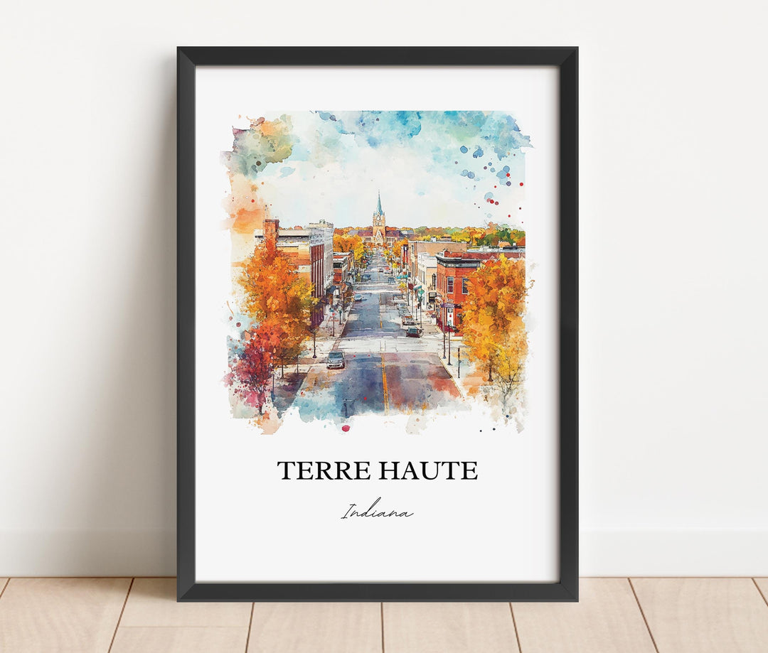 Terre Haute Wall Art, Vigo County Print, Indiana Watercolor Art, Terre Haute IN Gift, Travel Print, Travel Poster, Housewarming Gift