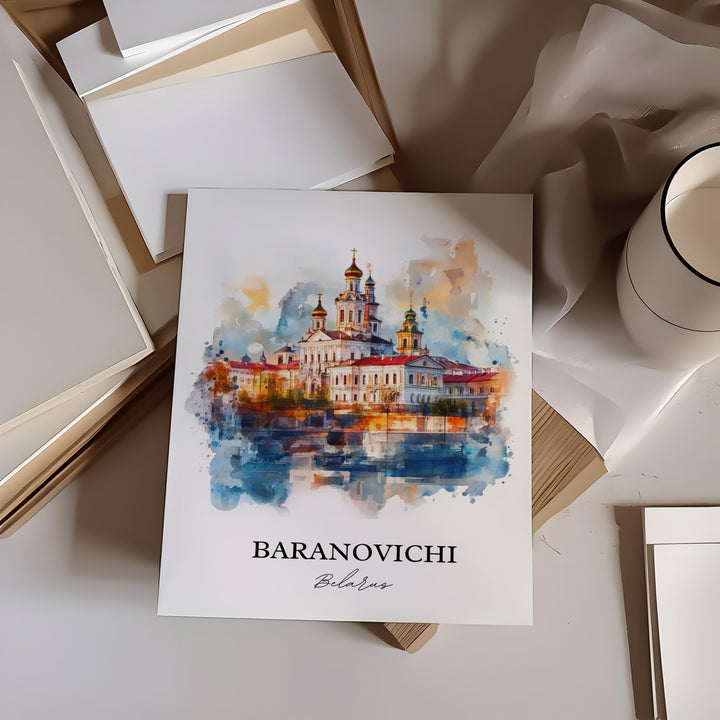 Baranovichi Wall Art, Belarus Print, Belarus Watercolor Art, Baranovichi Gift, Travel Print, Travel Poster, Housewarming Gift