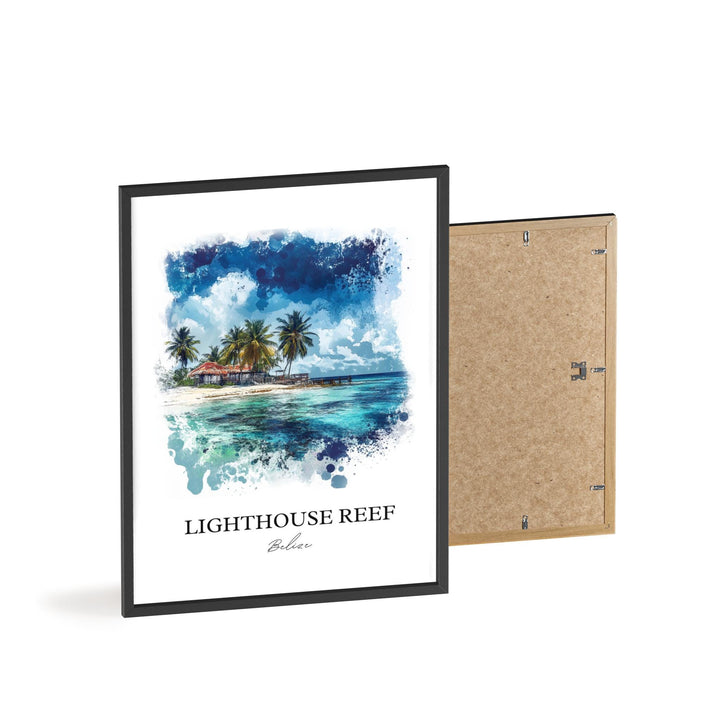 Lighthouse Reef Art, Great Blue Hole Print, Belize Watercolor, Lighthouse Reef Belize Gift, Travel Print, Travel Poster, Housewarming Gift