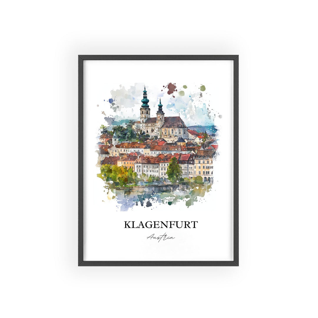 Klagenfurt Wall Art, Klagenfurt Print, Austria Watercolor Art, Klagenfurt Gift, Travel Print, Travel Poster, Housewarming Gift