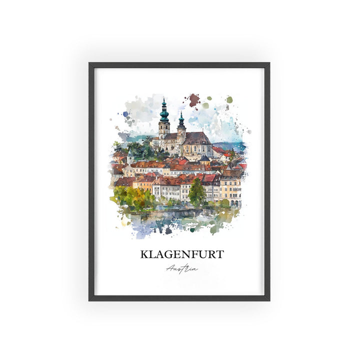 Klagenfurt Wall Art, Klagenfurt Print, Austria Watercolor Art, Klagenfurt Gift, Travel Print, Travel Poster, Housewarming Gift