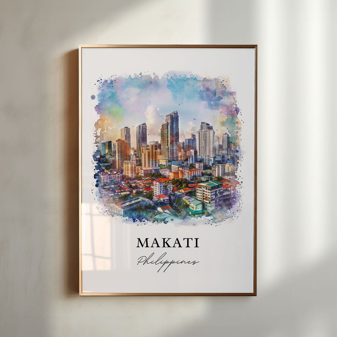 Makati Wall Art, Makati Philippines Print, Makati Watercolor, Makati Philippines Gift, Travel Poster, Housewarming Gift
