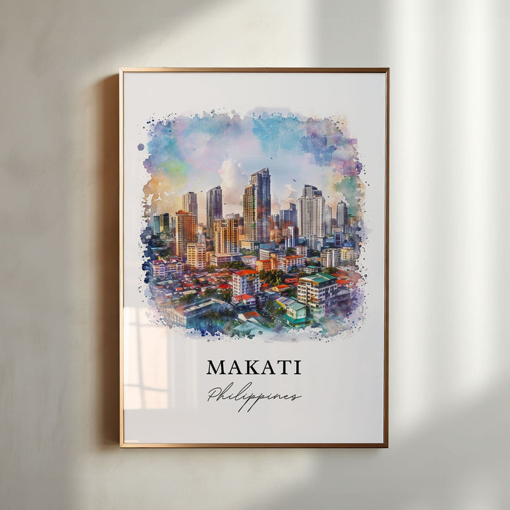 Makati Wall Art, Makati Philippines Print, Makati Watercolor, Makati Philippines Gift, Travel Poster, Housewarming Gift