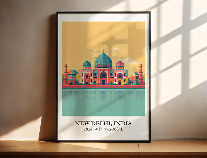 New Delhi Art, New Delhi Retro Travel Art, New Delhi India Home Decor, India Gift, India Travel Art, Travel Prints, Housewarming Gift