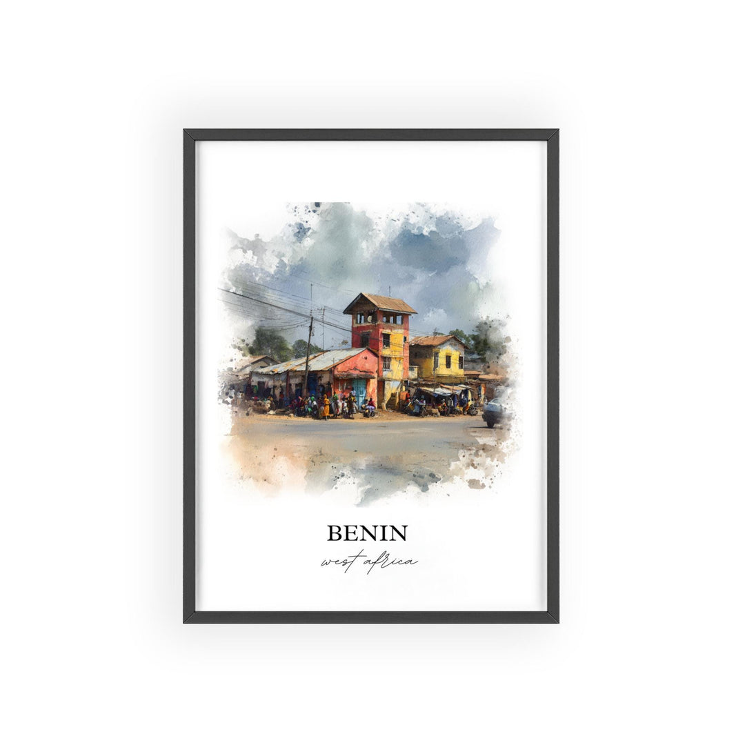 Benin Wall Art, Benin Print, Benin Watercolor Art, Benin Country Gift, Travel Print, Travel Poster, Housewarming Gift