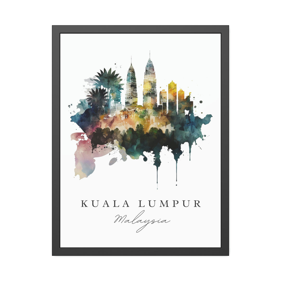 Kuala Lumpur traditional travel art - Malaysia, Kuala Lumpur poster, Wedding gift, Birthday present, Custom Text, Personalized Gift