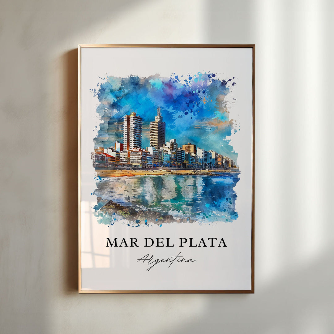 Mar del Plata Art, Mar del Plata Argentina Print, Punta Mogotes Watercolor, Argentina Gift, Travel Poster, Housewarming Gift