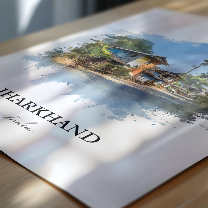 Jharkhand India Wall Art, Jharkhand Print, Jharkhand Watercolor Art, India Gift, India Travel Print, Travel Poster, Housewarming Gift